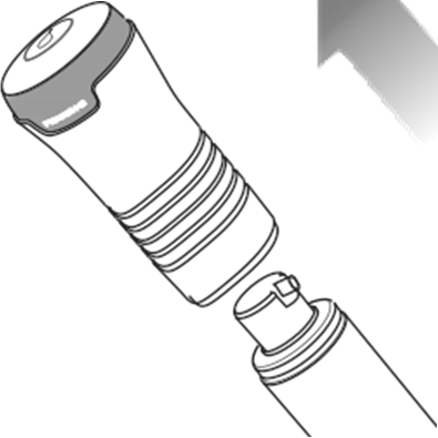 Penna per iniezione preriempita con stantuffo visibile e ago collegato all