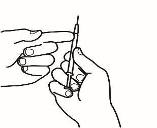 Mano che afferra una siringa con l