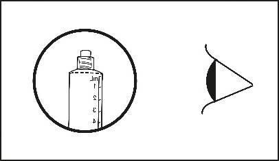 Siringa con scala graduata da 1 a 5 e ago curvo a lato visualizzati in bianco e nero