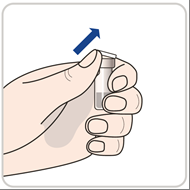 Mano che tiene una fiala di vetro trasparente con un liquido all