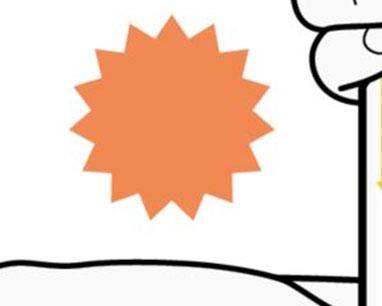 Area cutanea arrossata a forma di stella con contorno irregolare su braccio stilizzato