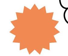 Stella arancione a otto punte con contorno nero, simbolo stilizzato forse indicativo di avviso o attenzione