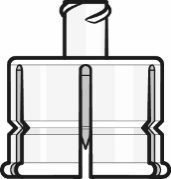 Adattatore per infusione con connettore centrale a punta e due alette laterali di blocco