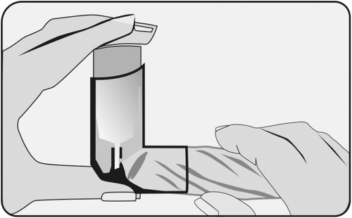 Mano che tiene un iniettore precompilato con l