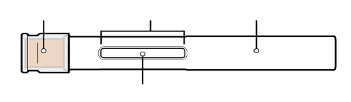 Siringa preriempita con stantuffo visibile e ago protetto da cappuccio scorrevole trasparente