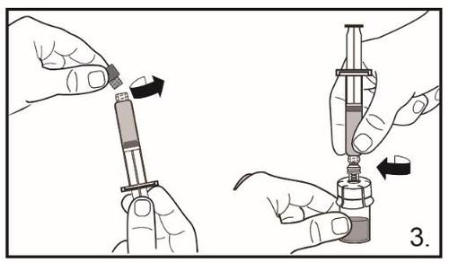 Mani che avvitano un ago su un dispositivo iniettore penna e poi lo collegano a una cartuccia medicinale trasparente con un tappo di protezione