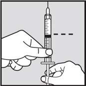 Mano che afferra una siringa piena con un dispositivo di sicurezza bianco a forma di croce sopra l