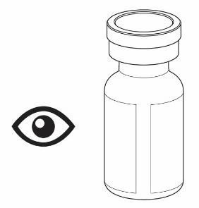 Fiala di medicinale con tappo e un occhio stilizzato a sinistra che osserva la fiala