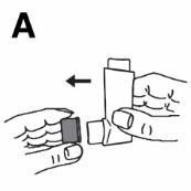 Mano che tiene un inalatore con un