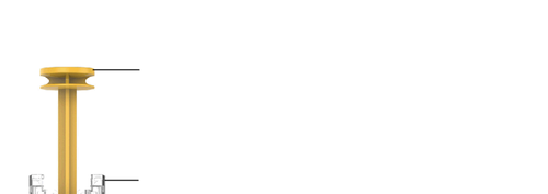 Dispositivo medico giallo a forma di cilindro con stelo e punta sottile per l