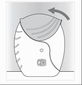 Dispositivo medico con coperchio scorrevole indicato da una freccia e numero 29 in basso a sinistra