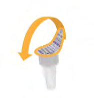 Cerotto adesivo con parte centrale trasparente e freccia arancione che indica la direzione di applicazione