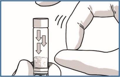 Fiala di vetro con liquido e pistone in movimento verso il basso tenuta in mano