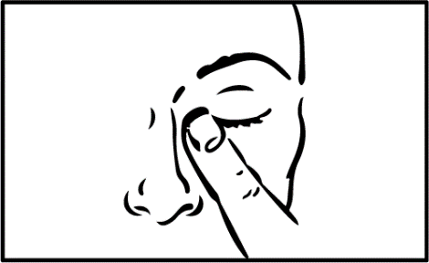 Profilo stilizzato di un volto con occhio chiuso e lacrima che scorre lungo la guancia