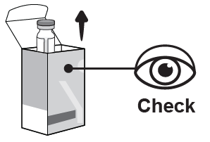Fiala in confezione aperta con freccia verso l