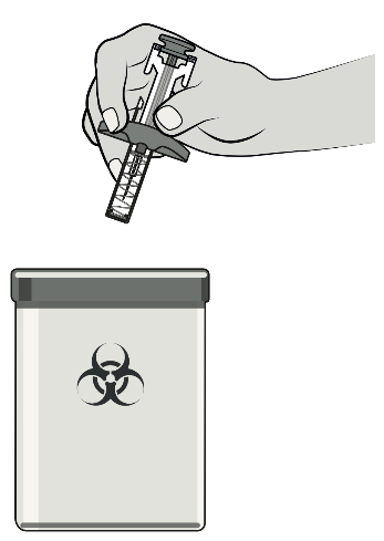 Mano che tiene una siringa pronta per l