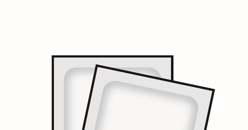 Due blister rettangolari sovrapposti parzialmente, contenenti spazi vuoti per compresse o capsule farmaceutiche