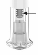 Fiala di vetro trasparente con liquido chiaro e collo filettato per l