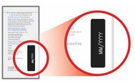 Penna autoiniettabile con indicatore numerico nero e cerchio rosso che evidenzia la finestra di visualizzazione