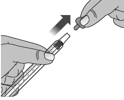 Mano che tiene una siringa preriempita con ago rivolto verso l