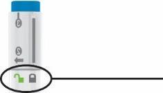 Penna iniettabile bianca con indicatore di dose e freccia direzionale cerchiata in basso