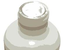 Tappo di flacone medicinale bianco e cilindrico con bordo superiore metallico lucido