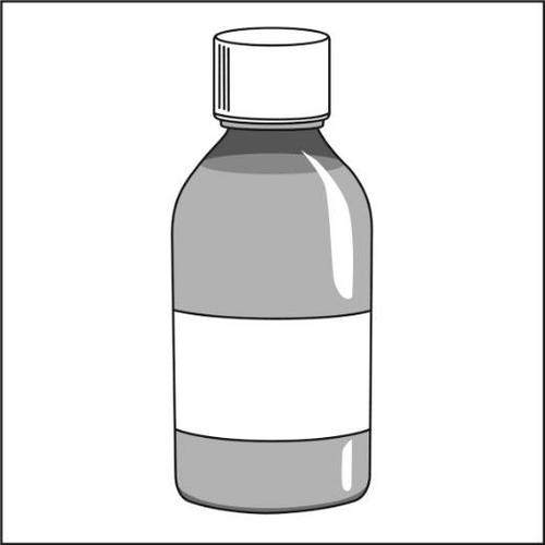 Flacone medicinale grigio con tappo bianco e un