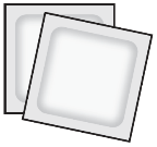 Due compresse rettangolari bianche sovrapposte con bordi neri spessi