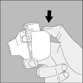 Dispositivo autoiniettante tenuto in mano con l