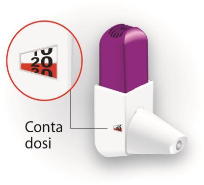 Penna iniettabile viola e bianca con display digitale che indica 200 unit&agrave; e contatore dosi rosso