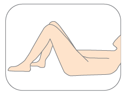 Paziente in posizione supina con le gambe piegate e i piedi appoggiati a terra vicino ai glutei