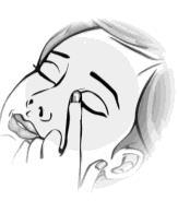 Profilo di un volto con la bocca aperta e una goccia che cade dall