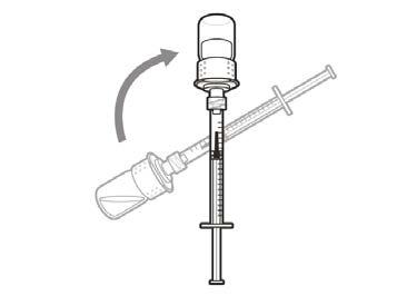 Dispositivo penna per iniezione con ago collegato e cartuccia trasparente con scala graduata freccia indica rotazione