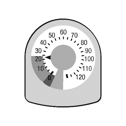 Manometro circolare con scala graduata da 0 a 120 e ago che indica un valore tra 60 e 70