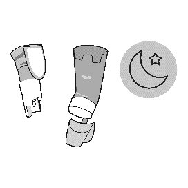 Due tubetti di crema medicinale aperti e un cerchio con luna crescente e stella all