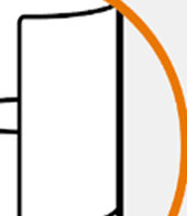 Schema che mostra un angolo di iniezione con una curva arancione e una linea verticale nera