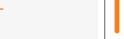 Siringa arancione con ago trasparente posizionata verticalmente su sfondo bianco e linea verticale rossa