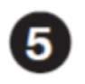 Cerchio nero con il numero cinque bianco ben visibile al centro