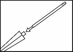 Ago bipuntato con punta smussata che entra in un connettore a forma di cono