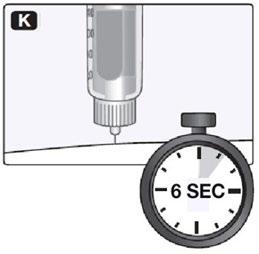 Siringa trasparente con indicatore di unit&agrave; e cronometro che segna 6 secondi su sfondo grigio chiaro
