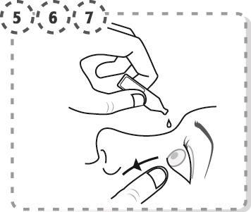 Mano che applica una goccia di collirio nell