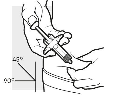 Mano che tiene una siringa pronta per l