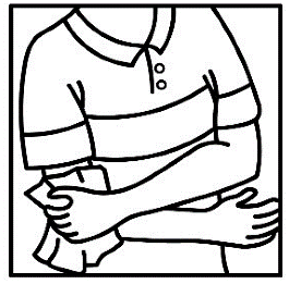 Braccio piegato con la mano che afferra l