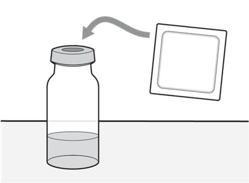 Fiala di vetro trasparente con liquido all