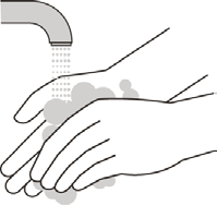 Mano sotto il getto d