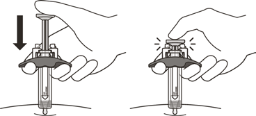 Dispositivo autoiniettante con due mani che lo tengono saldamente durante l