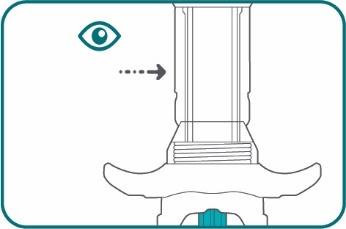 Vista ravvicinata di un dispositivo medico con un occhio stilizzato e una freccia che indica la direzione