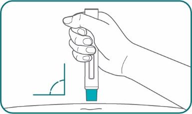 Mano che tiene un dispositivo autoiniettante con l