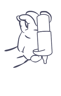 Mano che tiene una siringa pre-riempita con l