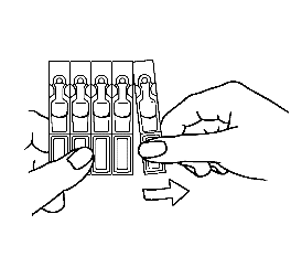 Mano che estrae una compressa dalla confezione blister, freccia indica il movimento di rimozione del farmaco